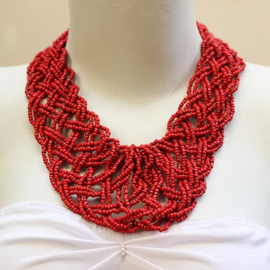 Plaited Red Beads