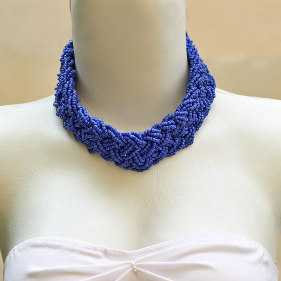 Blue Beads Plaited