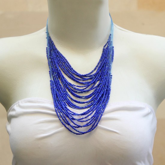 String Chain with Blue Beads