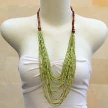 'Light Green Beads Chain with Wood