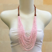 'Pink Beads Chain with Wood